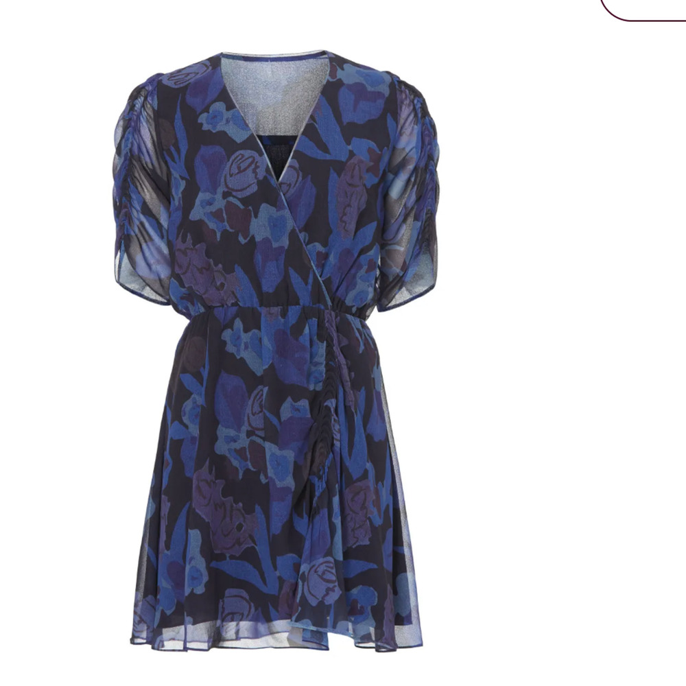 Ted Baker Blue Rose Mini Wrap Dress SIZE 0 Party Special Occasion Cocktail $300 - Picture 6 of 10